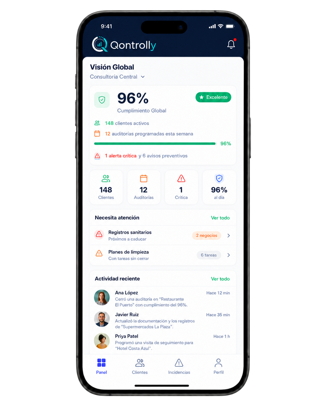 Vista del dashboard para consultoras